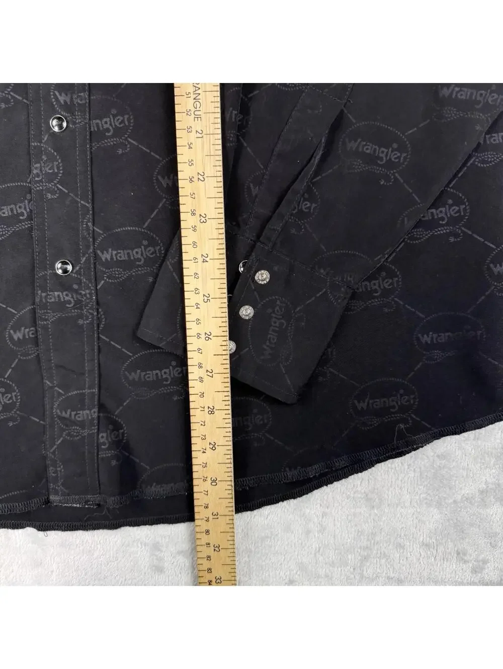 VTG Wrangler Western Preal Snap Shirt Men XL Black Multi Logo Print Cowboy Rodeo - Picture 5 of 9